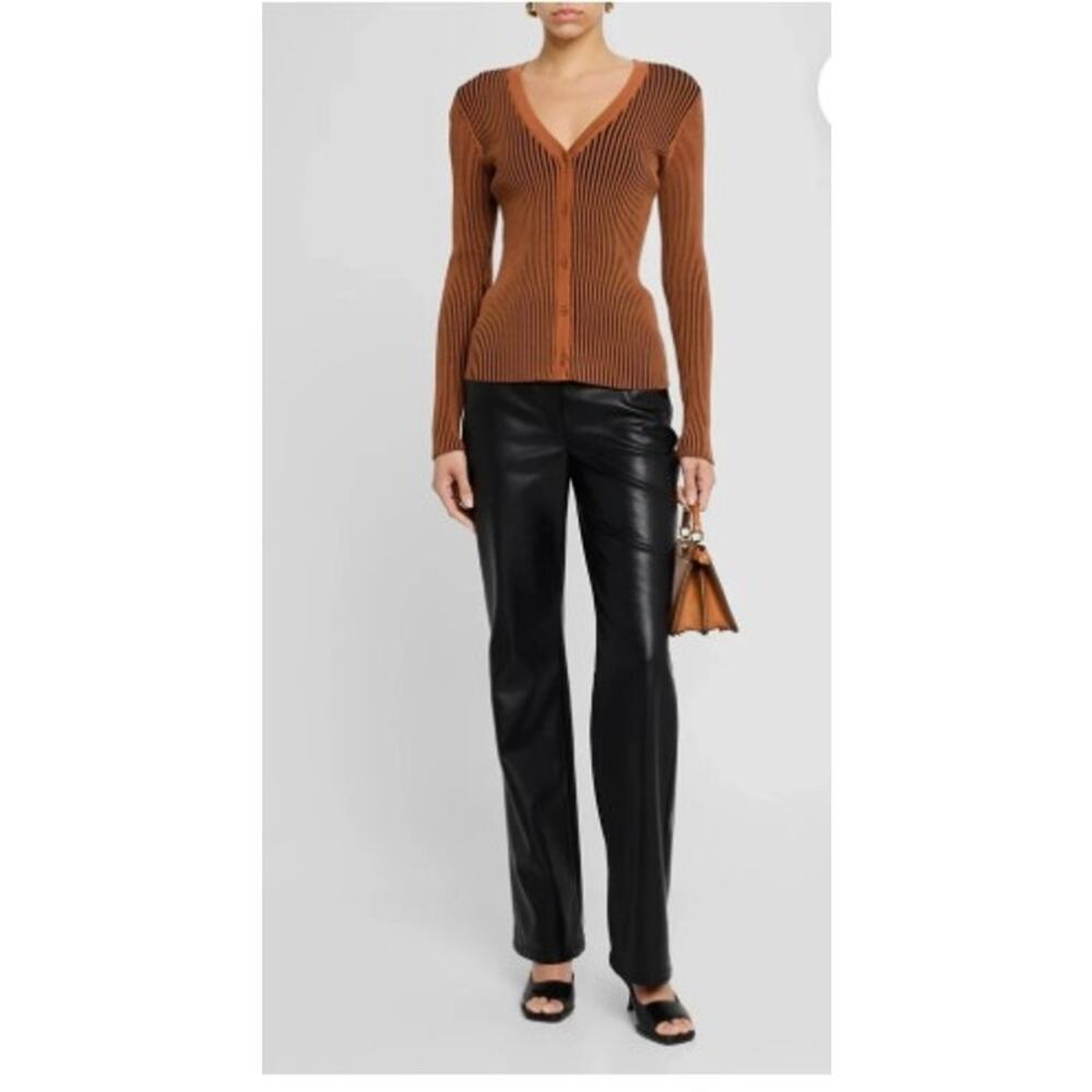 STAUD Brown  Ribbed Cardigan Top Size S Boho Minimalist